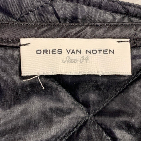 DRIES VAN NOTEN Size 2 Black Nylon Quilted Zip Pockets Wrap Skirt