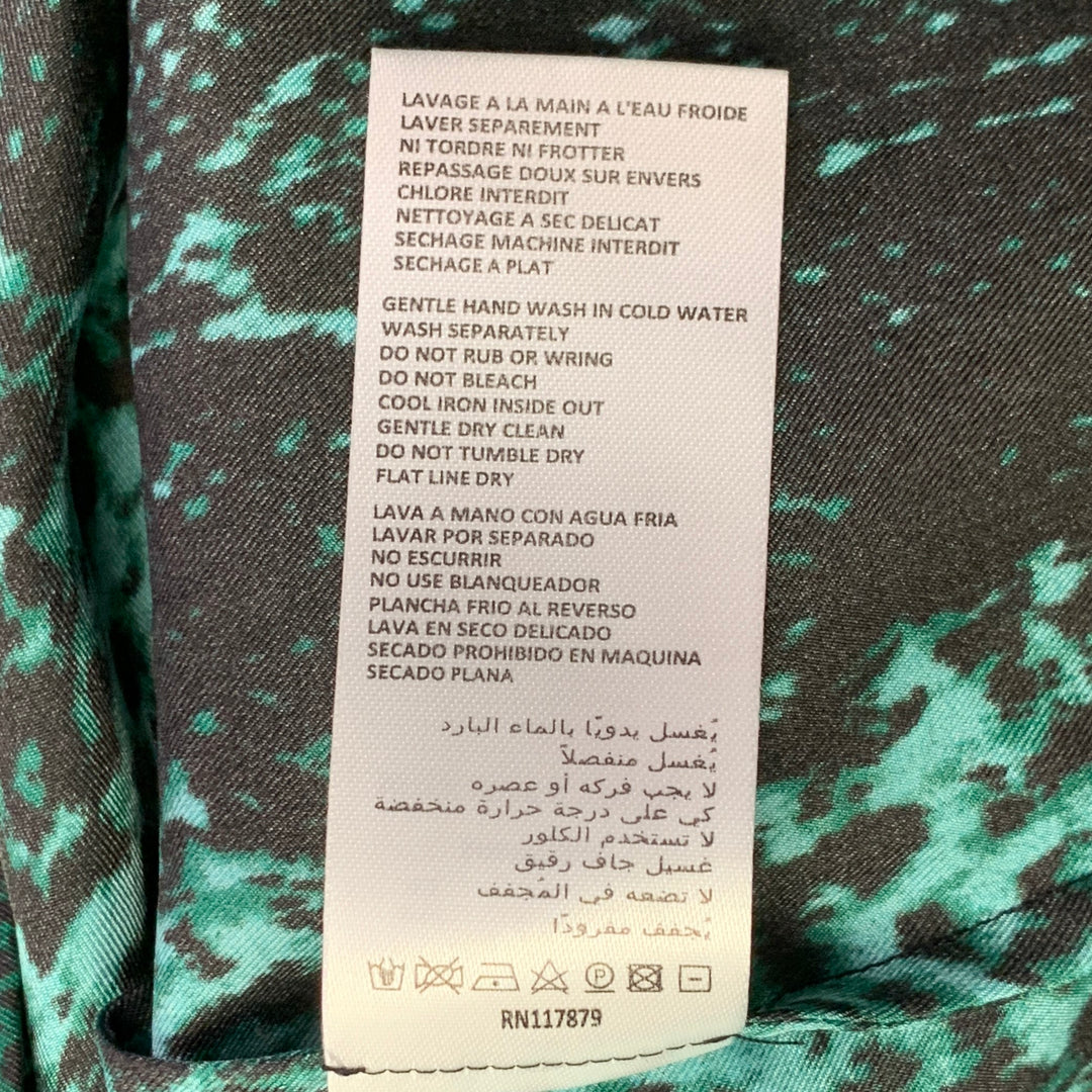 MANOUSH Size 10 Black Green Silk Snakeskin Print Long Sleeve Midi Dress MANOUSH Size 10 Black Green Silk Snakeskin Print Long Sleeve Midi Dress