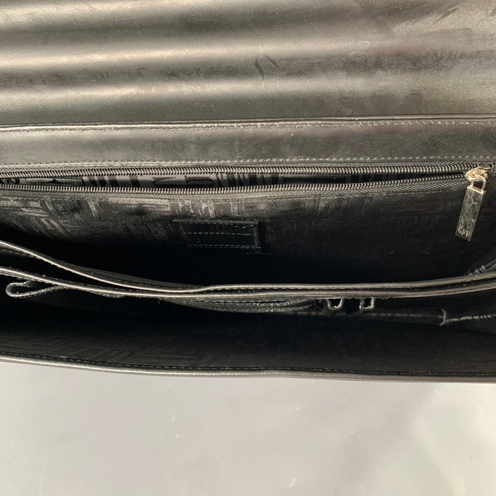 GIANFRANCO FERRE Black Leather Briefcase Push Lock Bag