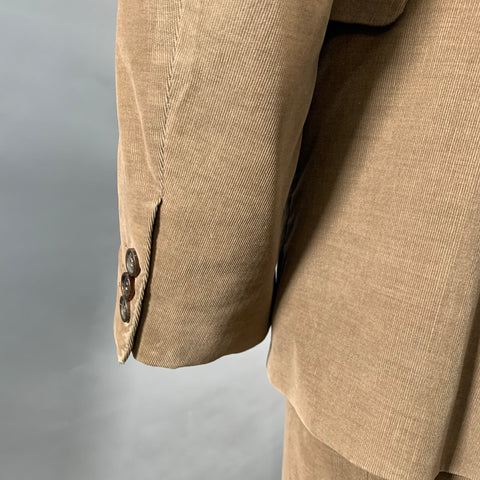 MIU MIU Size 40 Khaki Corduroy Cotton Blend Notch Lapel Suit