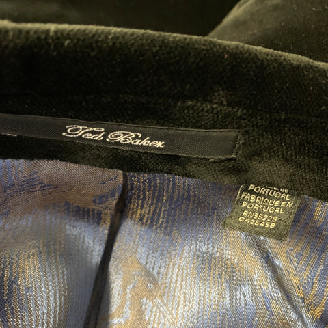 TED BAKER Chest Size 42 Black Velvet Cotton Notch Lapel Sport Coat