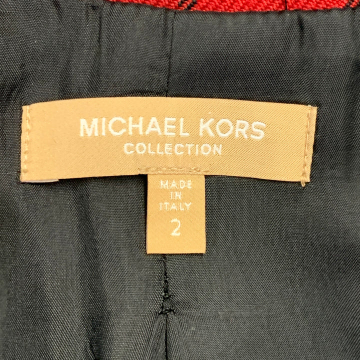 MICHAEL KORS COLLECTION Size 2 Red Black Yellow Wool Plaid Jacket Blazer
