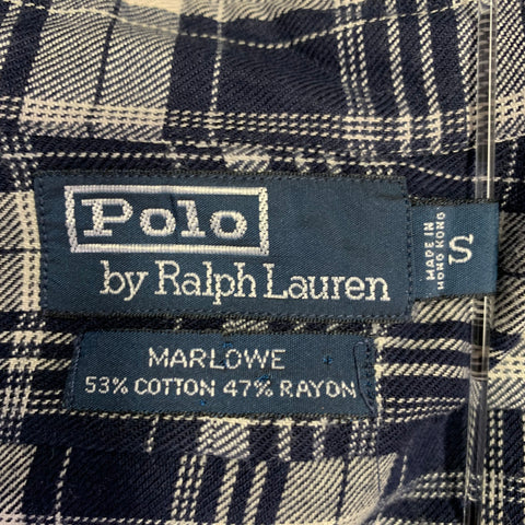 POLO by RALPH LAUREN Size S Marlowe Navy Cream Plaid One Pocket Long Sleeve Shirt