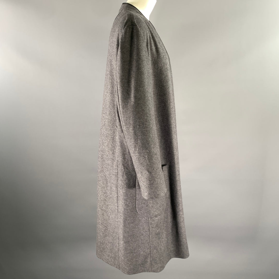 THE ROW Size 12 Grey Black Wool Lambskin Coat