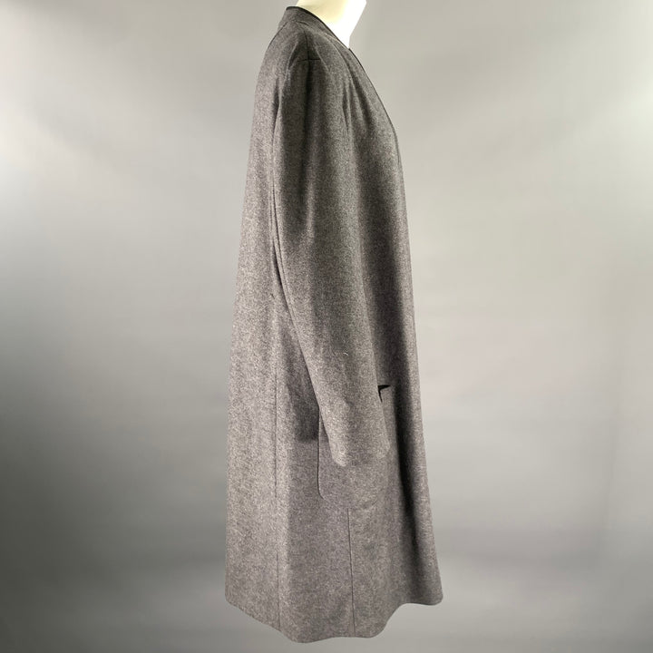 THE ROW Size 12 Grey Black Wool Lambskin Coat