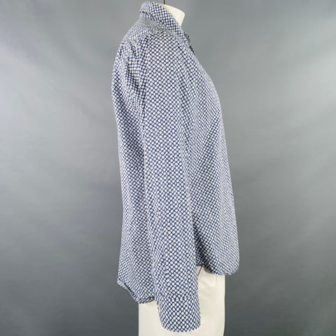 BONOBOS Size XL Blue White Floral Cotton One Pocket Long Sleeve Shirt