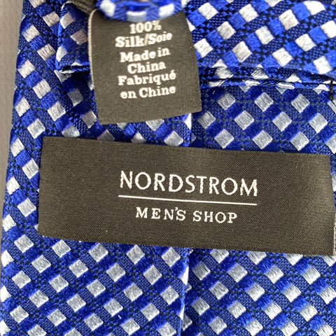 NORDSTROM Navy Grey Checkered Silk Tie