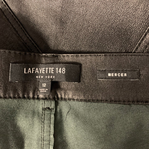 LAFAYETTE 148 Size 10 Black Leather Lambskin Pants