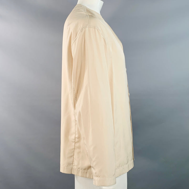 LEMAIRE Size 48 Beige Viscose Collarless One Pocket Long Sleeve Shirt
