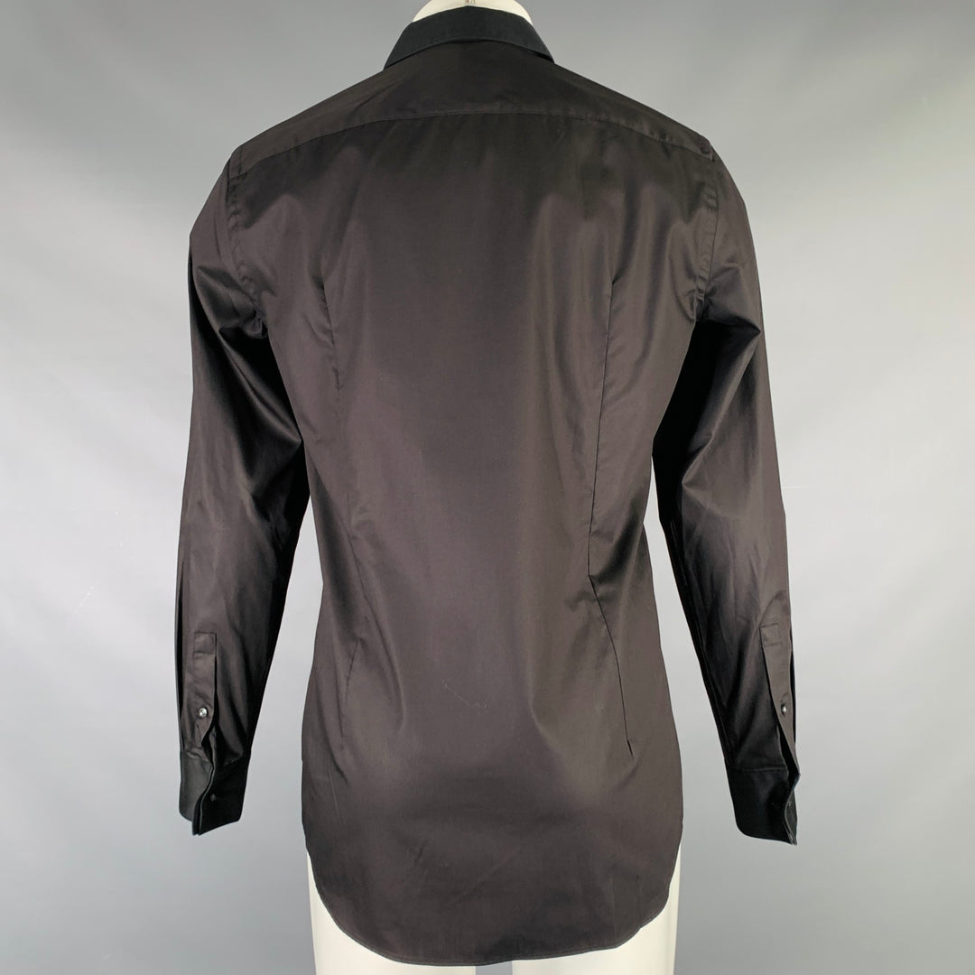 HUGO BOSS Size S Black Cotton Blend French Cuff Long Sleeve Shirt – Sui  Generis Designer Consignment