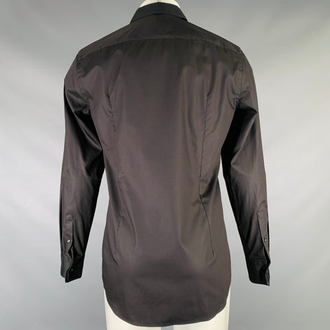 HUGO BOSS Size S Black Cotton Blend French Cuff Long Sleeve Shirt