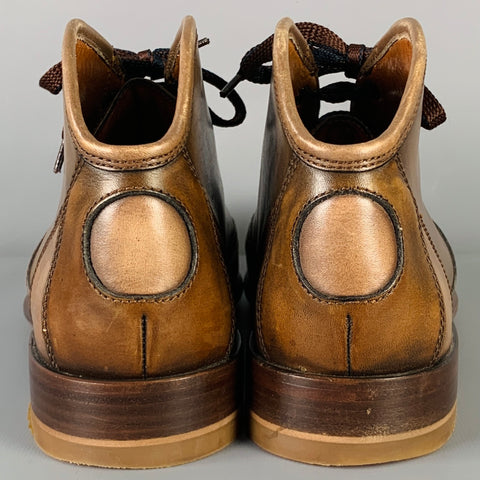 CALEFFI Size 8 Brown Burnished Leather Bowling Lace-Up Shoes