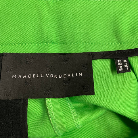 MARCELL VON BERLIN Size 2 Green Lime Virgin Wool Blend Twill Dress Pants