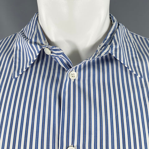 MARNI Size S Blue White Stripe Cotton Long Sleeve Shirt