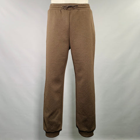 LOUIS VUITTON Size XL Brown Monogram Polyester Blend Joggers Casual Pants
