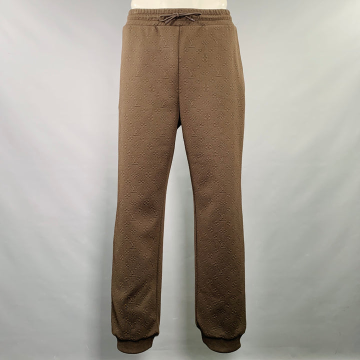 LOUIS VUITTON Size XL Brown Monogram Polyester Blend Joggers Casual Pants