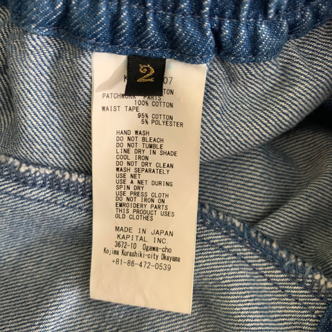 KAPITAL Size M Light Blue Patchwork Cotton Joggers Jeans
