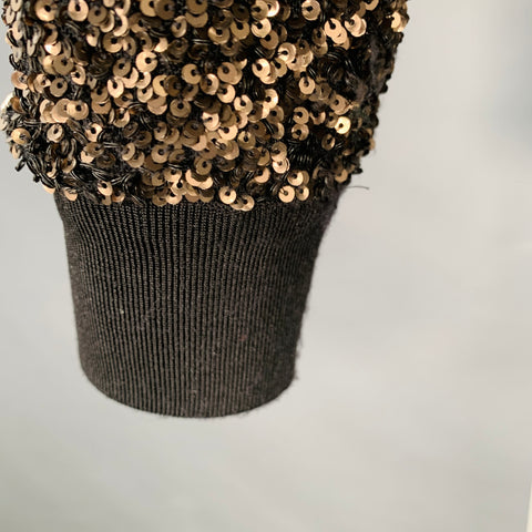 LAFAYETTE 148 Size S Black Gold Nylon Sequined V-Neck Pullover