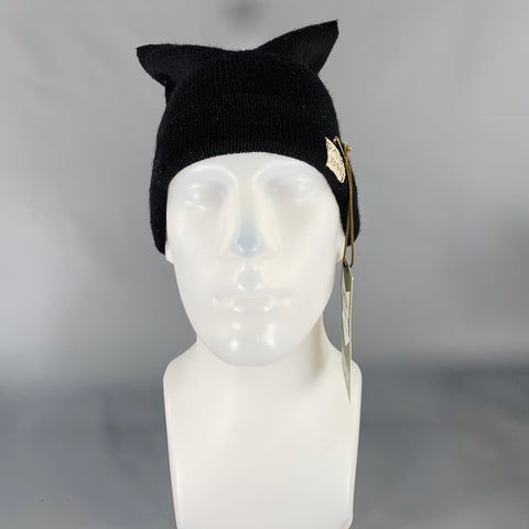 S&S Black Knit Rectangle Beanie Hat