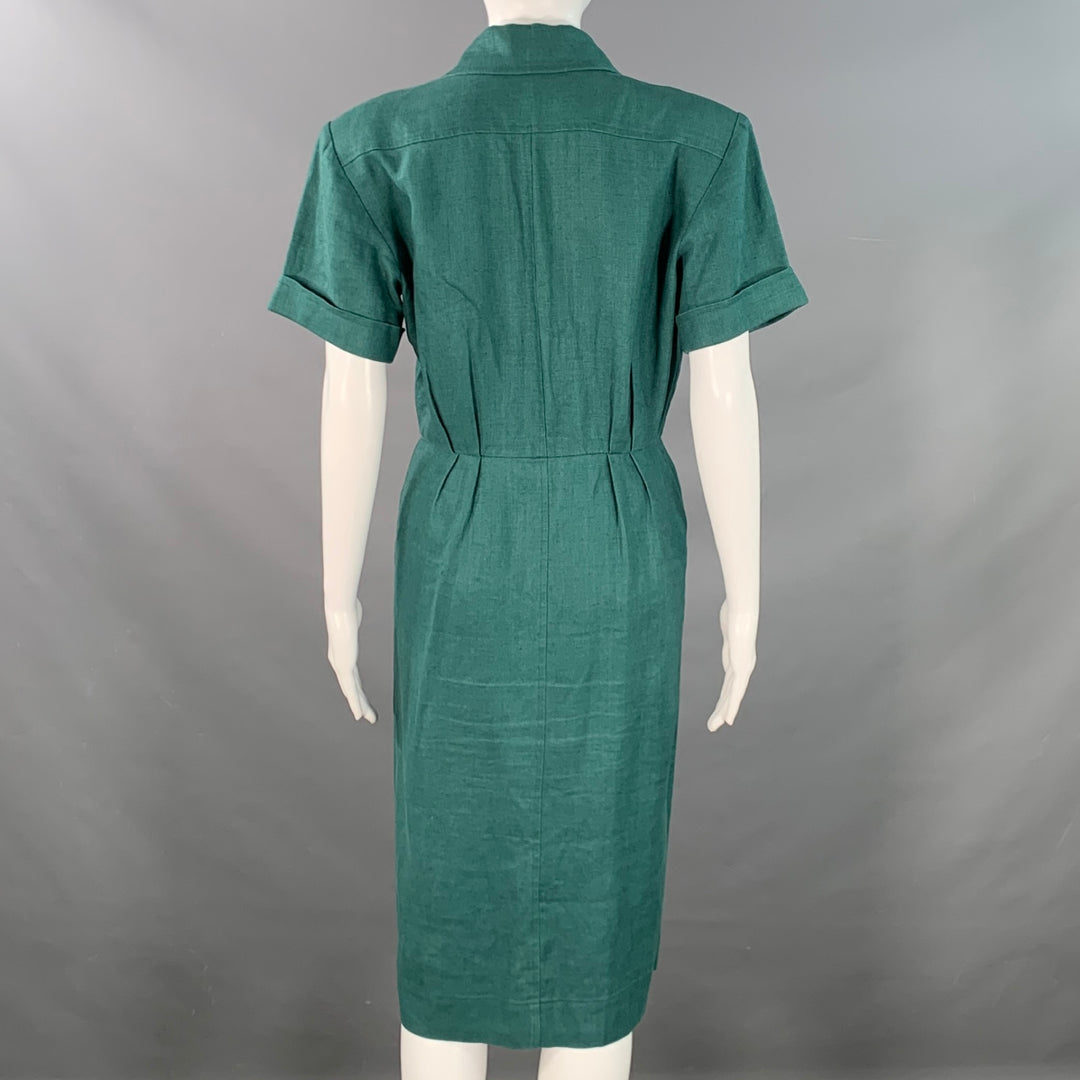 YVES SAINT LAURENT Vintage Size 6 Green Linen Button Up Pleated Shirt – Sui  Generis Designer Consignment