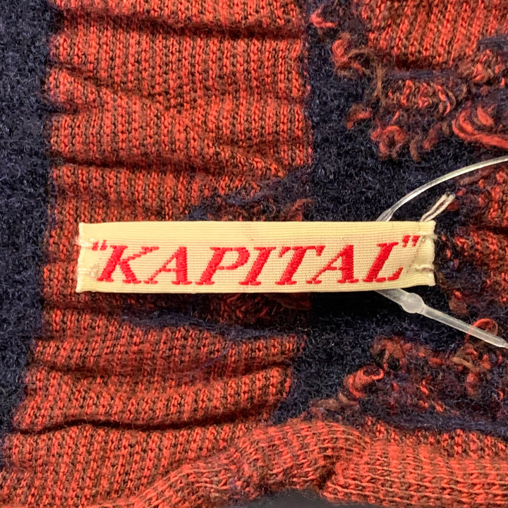 KAPITAL Orange Black Metallic Nautical Stars Oversized Wool Scarf