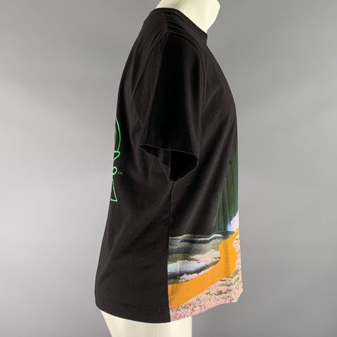 MARC JACOBS Size M Black Multi Color Graphic Cotton Crew-Neck T-shirt