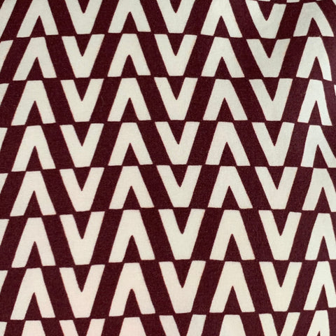 VALENTINO Size M Burgundy White Monogram Cotton Button Up Long Sleeve Shirt