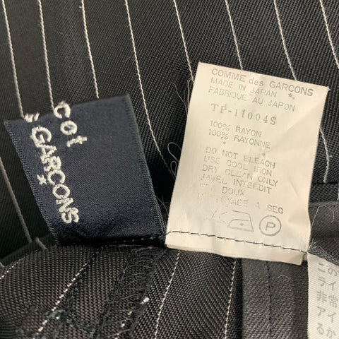 COMME des GARCONS 1980s Size S Black White Rayon Stripe Wide Leg Dress Pants