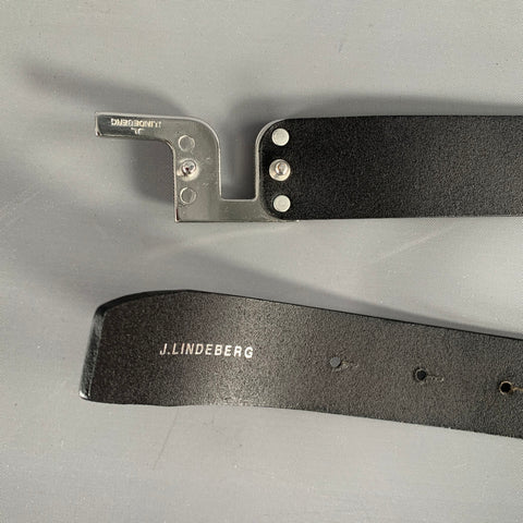 J.LINDEBERG Size 34 Black Silver Leather Belt