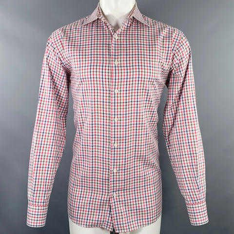 PINK Size M Red White Blue Checkered Cotton Long Sleeve Shirt
