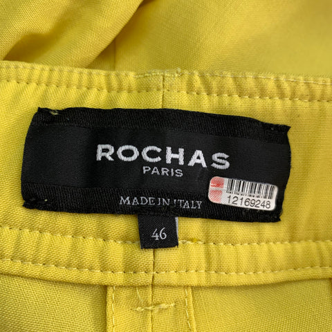 ROCHAS Size L Neon Yellow Wool Cropped Casual Pants