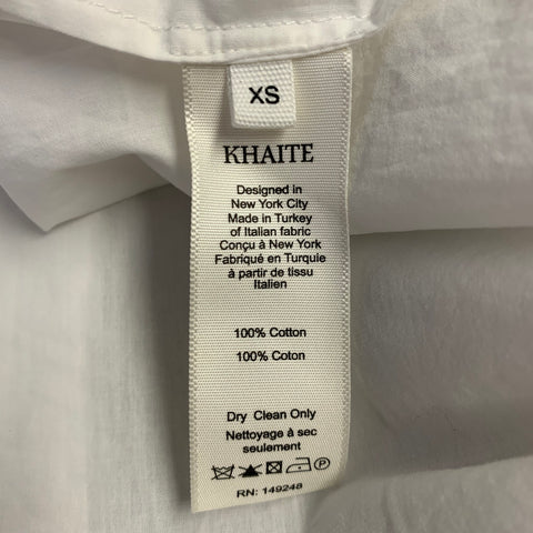 KHAITE Size XS White Cotton Oversized Two Pockets Blouse
