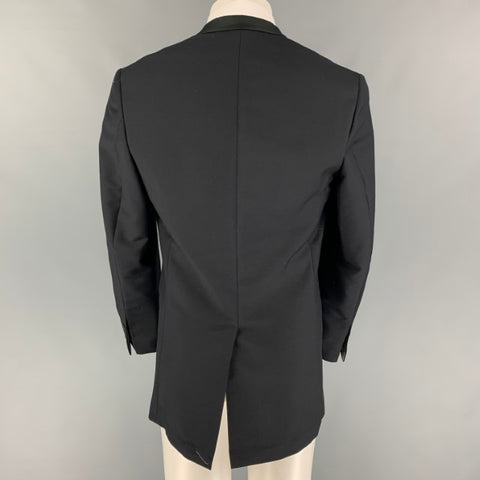 AQUASCUTUM Size 40 Black Wool Silk Shawl Collar Sport Coat