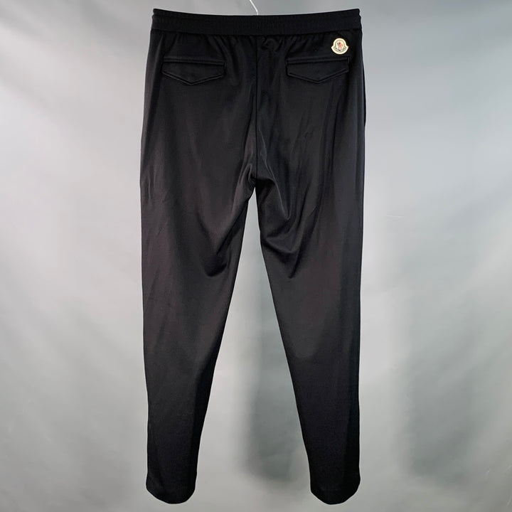 MONCLER Size 34 Black Twill Polyamide Blend Drawstring Casual Pants