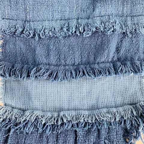 MIMBRES Blue Woven Cotton Scarf Shawl