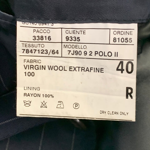 POLO by RALPH LAUREN Size L Regular Navy Grey Pinstripe Virgin Wool Suit
