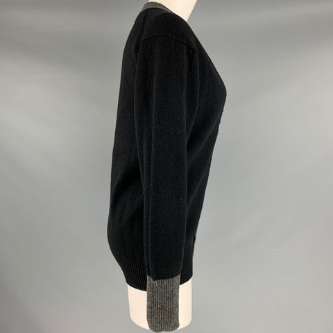 COMME des GARCONS 1980s Talla S Cárdigan abotonado de punto de lana gris negro