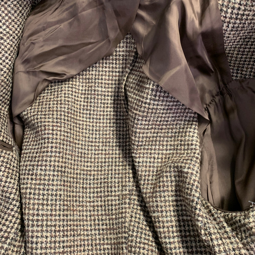 SAKS FIFTH AVENUE Size 40 Khaki Brown Houndstooth Wool Blend Sport Coat