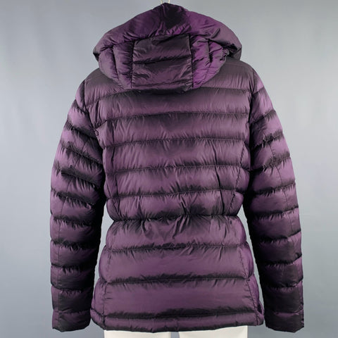 MASSIMO DUTTI Size L Purple Nylon Hooded Padded Jacket