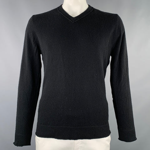 GENERRA Size L Black Knit Cashmere V-Neck Pullover
