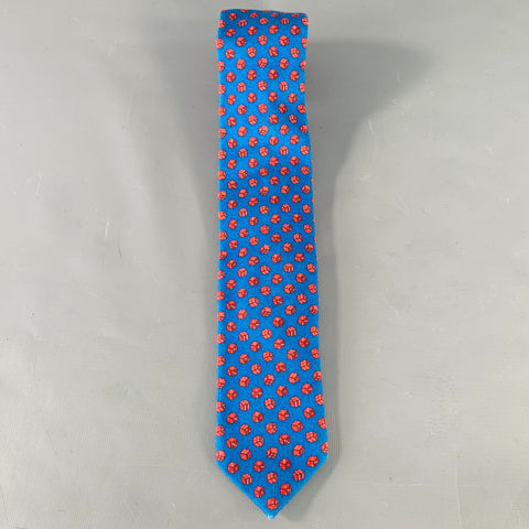 Cravate skinny en coton à dés rouges et bleus ADAM KIMMEL