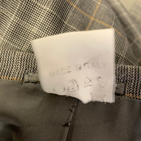 KITON Chest Size 44 Grey Yellow Plaid Cashmere Notch Lapel Sport Coat