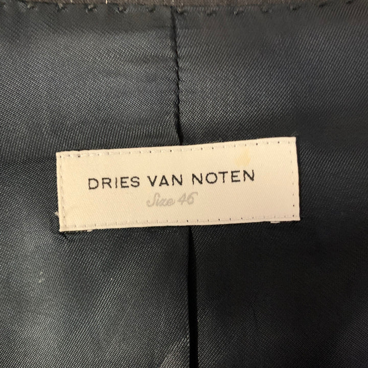 DRIES VAN NOTEN Size 36 Black Stripe Wool Notch Lapel Sport Coat