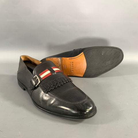 BALLY Size 7 5 Black Red white Leather Eyelash Loafers
