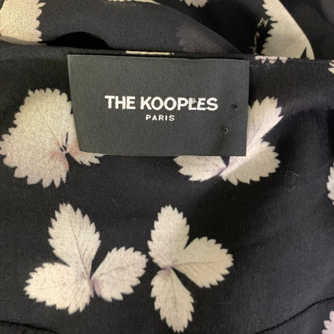 THE KOOPLES Size 1 Black White Viscose Leafs High Low Dress