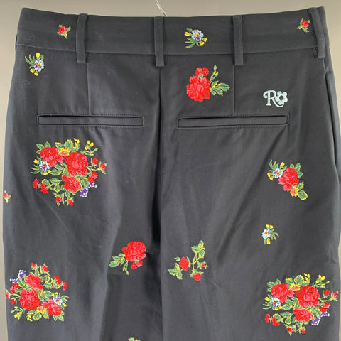TOMMY HILFIGER Pantalon de Costume Femme Large Brodé en Coton Bleu Marine Taille 32