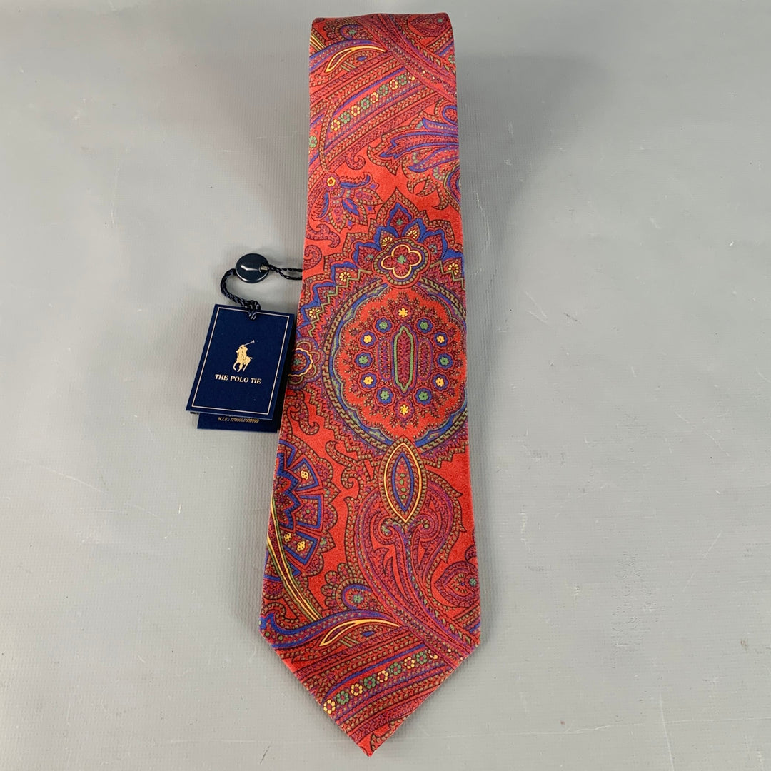 POLO by RALPH LAUREN Burgundy Multi Color Paisley Silk Twill Tie