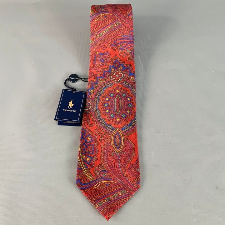 POLO by RALPH LAUREN Burgundy Multi Color Paisley Silk Twill Tie