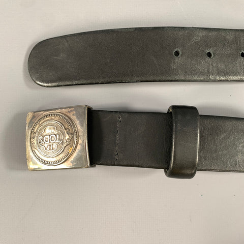 TOD'S Size 38 Black Silver Solid Leather Belt