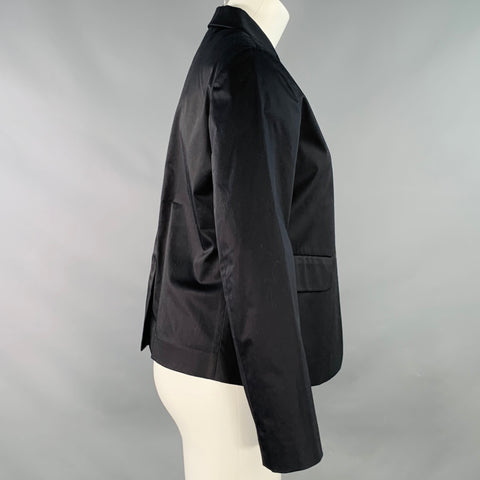 JIL SANDER Size 2 Black Cotton Blend Button Up Jacket Blazer